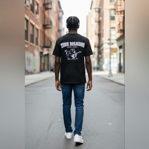 New T. Religion Logo Print Tee